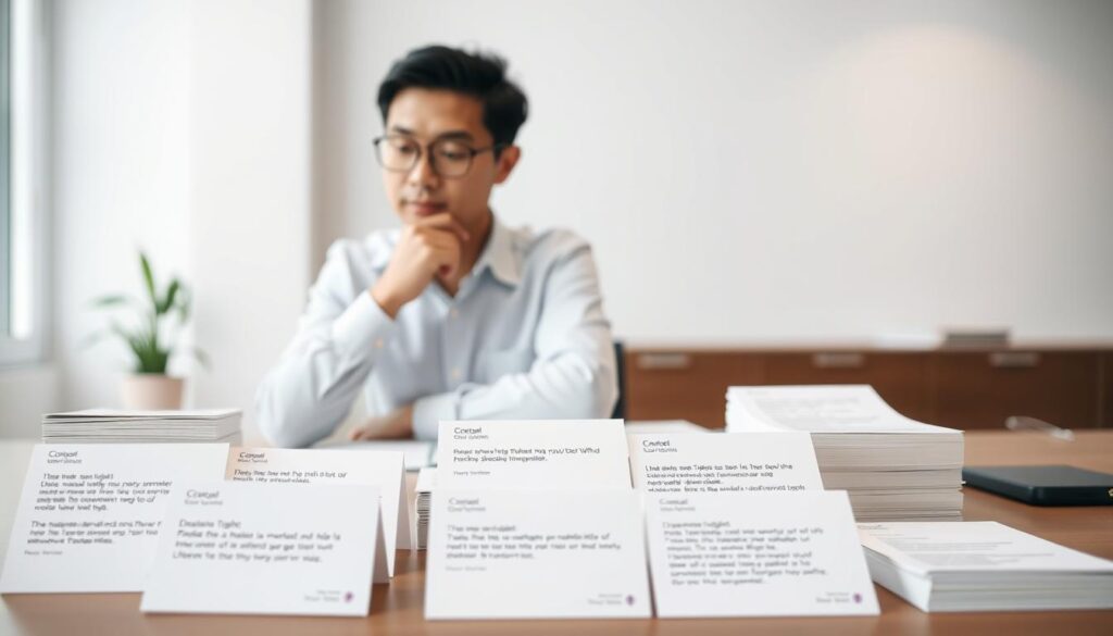 cue card organization